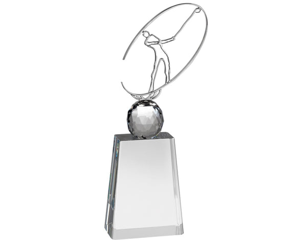 Swatkins Clear Crystal Golf Ball Award with Metal Golfer image 1