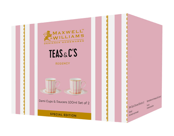 Maxwell & Williams Teas & C's Regency Demi Cup & Saucer 100ML Set of 2 Pink Gift Boxed image 6