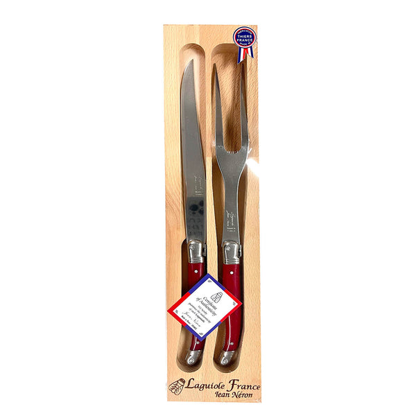 Laguiole Red Handle Carving Set with Wooden Box image 0