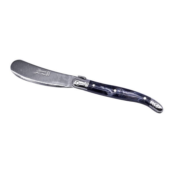 Laguiole Butter Knife Black Marble Handle Set of 6 with Wooden Box image 1