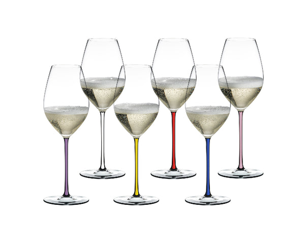 Riedel Fatto A Mano Gift Set Champagne Glass Set of 6 (Blue, Red, Yellow, Pink, White, Violet) image 0