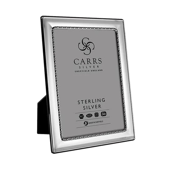 Carrs Silver - Egg & Bead Sterling Silver Photo Frame With Wood Back image 0