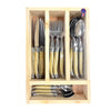 Laguiole Pale Horn Handle 24pieces Cutlery Set with Wooden Box image 0