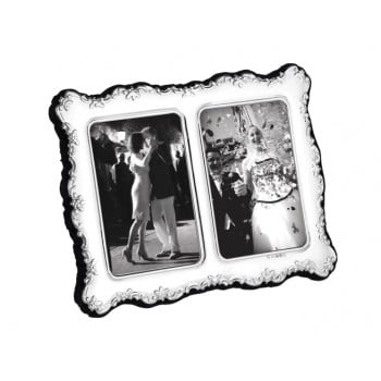Carrs Silver - Double Sterling Silver Photo Frame Grey Velvet Back 3.5" x 2.5" image 1