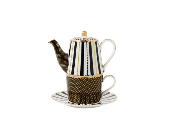 Maxwell & Williams Teas & C's Regency Tea For One With Infuser 340ML Black Gift Boxed image 0