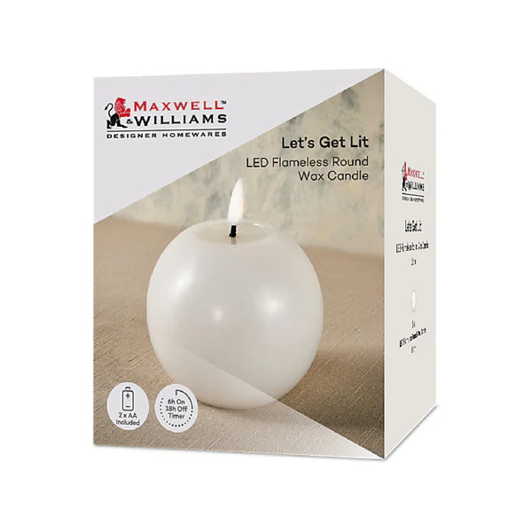 Maxwell & Williams Let's Get Lit LED Flameless Round Candle Natural Gift Boxed image 2