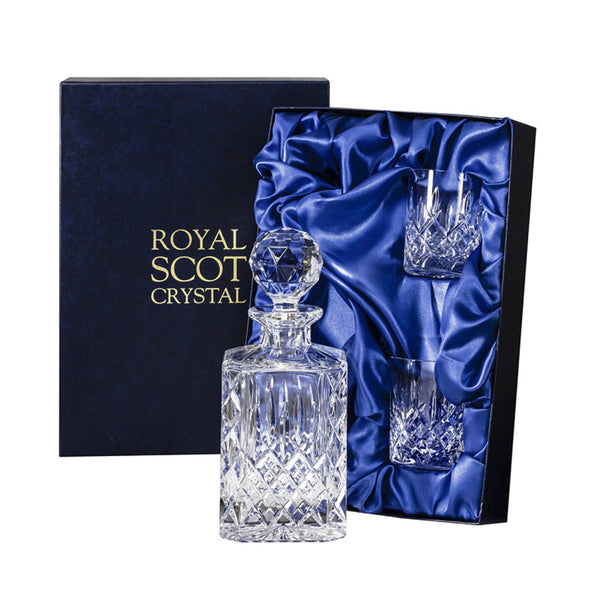 Royal Scot London Whisky Set - Square Spirit Decanter & 2 Crystal Whisky Tumblers image 0
