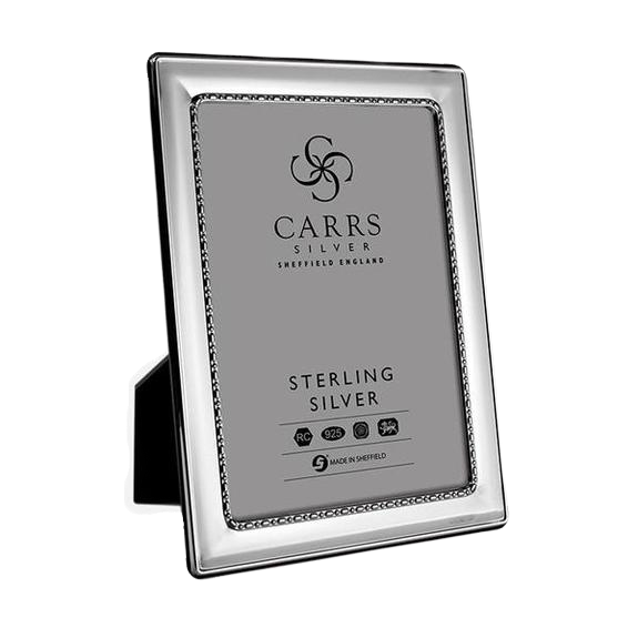 Carrs Silver - Egg & Bead Sterling Silver Photo Frame With Grey Velvet Back image 0