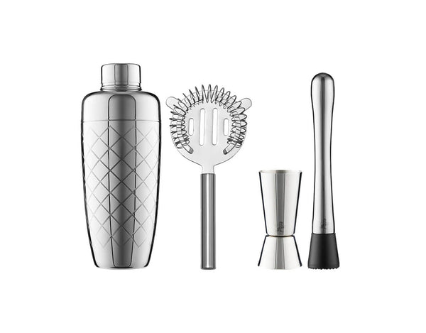 Maxwell & Williams Cocktail & Co Lexington Cocktail Set 4pc Silver Gift Boxed image 0