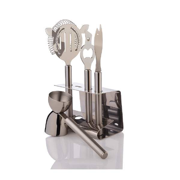Maxwell & Williams- 5 Piece Bar Set 18/10 Stainless Steel Stained Gift Boxed image 0