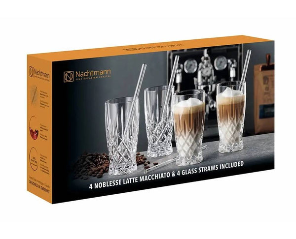Nachtmann Noblesse Latte Macchiato + Glass Straws (Set of 4) image 2