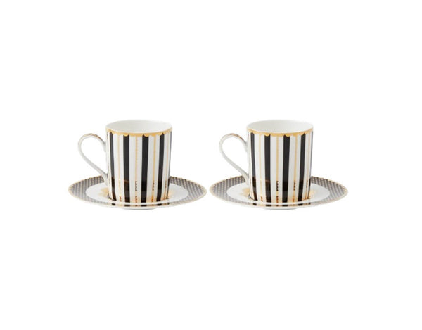 Maxwell & Williams Teas & C's Regency Demi Cup & Saucer 100ML Set of 2 Black Gift Boxed image 1