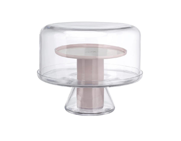 Nud Bloom Cake Stand with Dome (Clear + Opal Pink) image 0