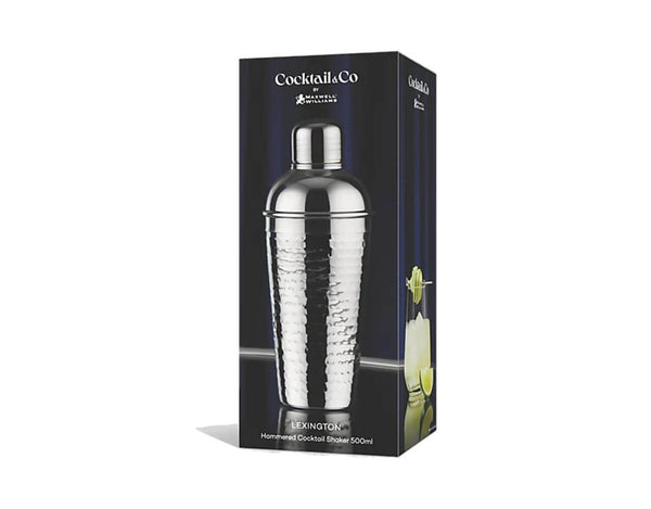 Maxwell & Williams Cocktail & Co Lexington Hammered Cocktail Shaker 500ML Silver Gift Boxed image 2