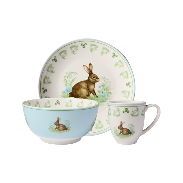 Maxwell & Williams Clover & Cottontail Children's 3pc Dinner Set Bunny Gift Boxed