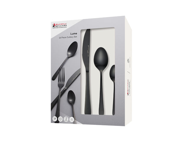 Maxwell & Williams Lume 16pcs Cutlery Set Black Gift Boxed