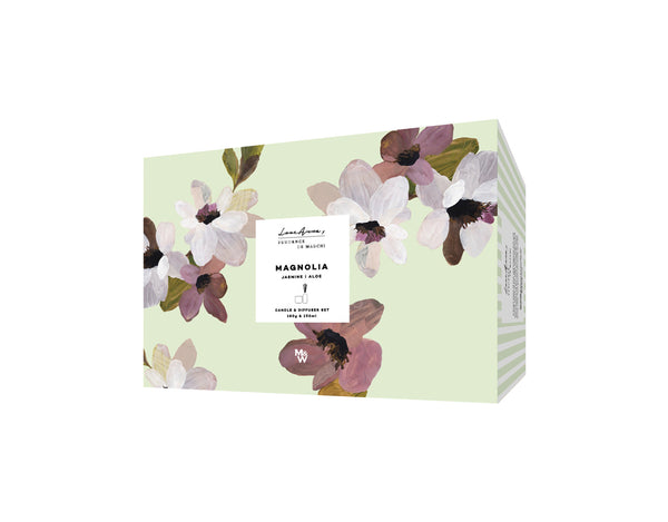 Maxwell & Williams Love Anna Prudence De Marchi Magnolia 180g Candle & Dif Set Gift Boxed