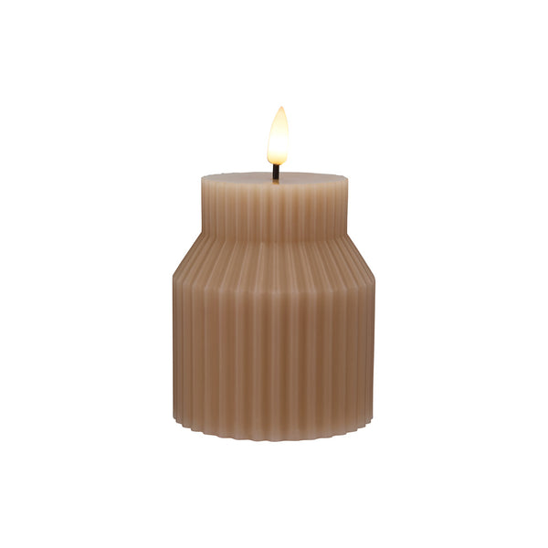 Maxwell & Williams Let's Get Lit Linea LED Sculptural Wax Candle 8.5x10cm Taupe Gift Boxed