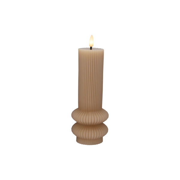 Maxwell & Williams Let's Get Lit Linea LED Sculptural Wax Candle 7.5x18.5cm Taupe Gift Boxed
