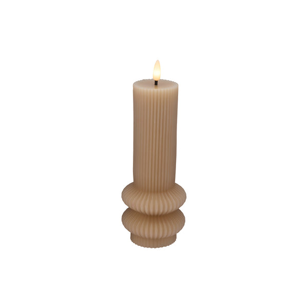 Maxwell & Williams Let's Get Lit Linea LED Sculptural Wax Candle 7.5x18.5cm Taupe Gift Boxed