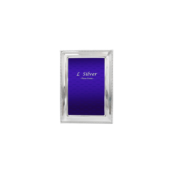L Silver - Silver Plated Steel Photo Frame With Bead Pattern