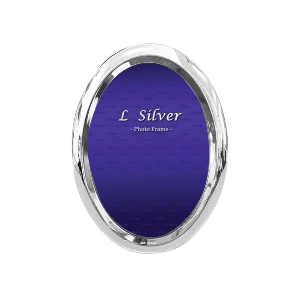 L Silver - Silver Plated Steel Photo Frame Oval Shape