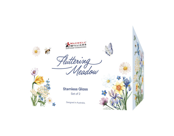 Maxwell & Williams Fluttering Meadow Stemless Glass Set of 2 Gift Boxed