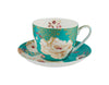 Maxwell & Williams Kimono Breakfast Cup & Saucer 480ML Teal Gift Boxed