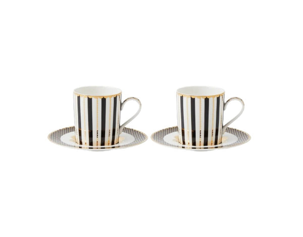 Maxwell & Williams Teas & C's Regency Demi Cup & Saucer 100ML Set of 2 Black Gift Boxed image 0