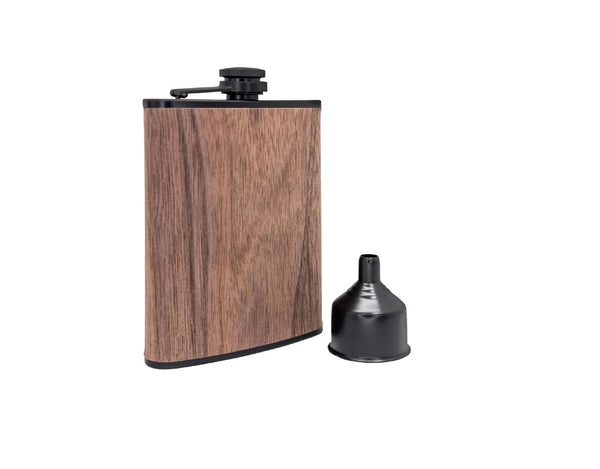 Vin Bouquet Hip Flask & Funnell Wood Design (Stainless Steel) image 1