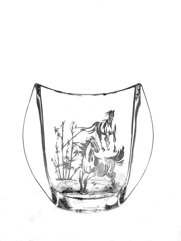 Bohemia Orbit Vase with Sandblasted Horses Motif image 0