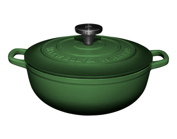 Maxwell & Williams Cast Iron Round Casserole English Racing Green 24cm / 3.3L Gift Boxed