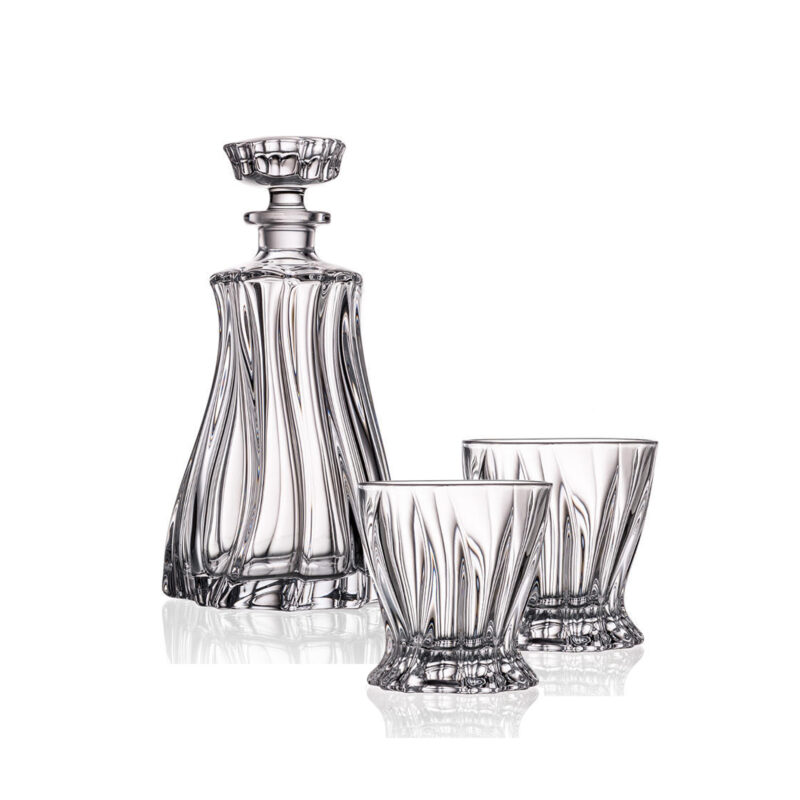 Bohemia Crystal Plantica Whisky Set (1 Decanter + 2 Tumblers)