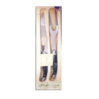 Laguiole Carving Set Black Marble Handle with Wooden Gift Box
