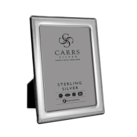 Carrs Silver - Bead Design Sterling Silver Photo Frame with Grey Velvet Back (With Engraving Option)