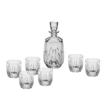 Bohemia Crystal Fire Whisky Set (1 Decanter + 6 Tumblers)