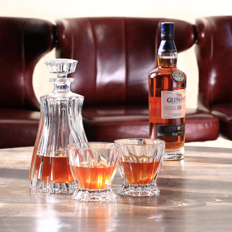 Bohemia Crystal Plantica Whisky Set (1 Decanter + 2 Tumblers)