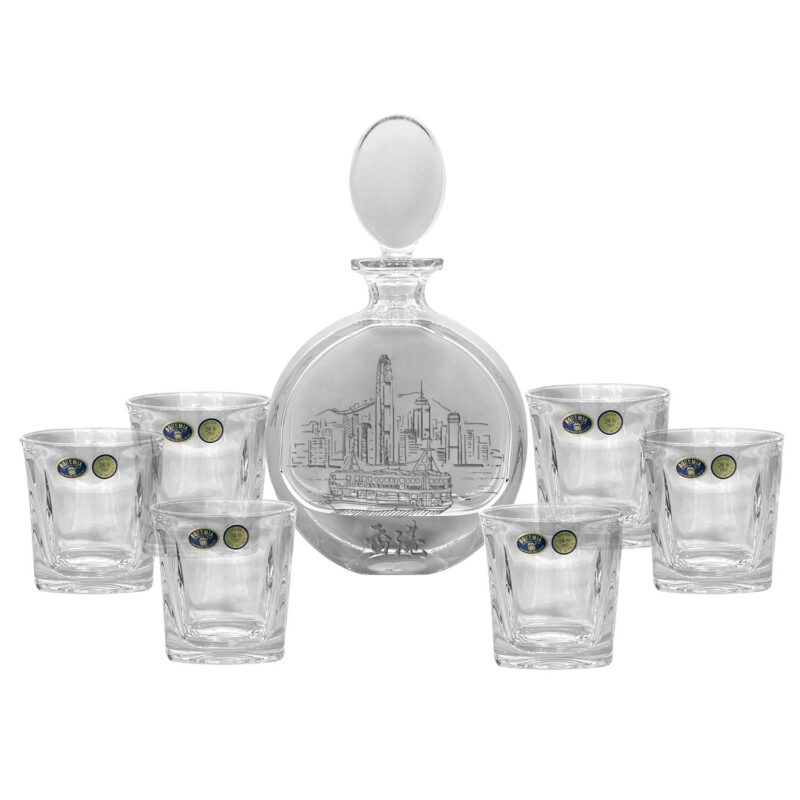 Bohemia Crystal Hong Kong Skyline Whisky Set (1 Decanter + 6 Tumblers)