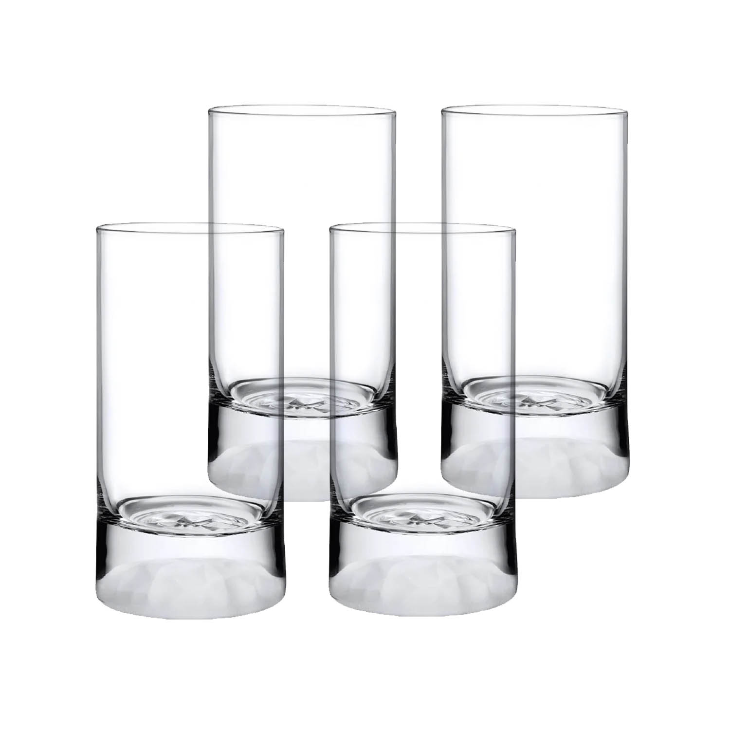 Club Set of 4 High Ball Glasses Medium with Ripple Effect