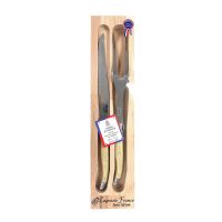 Laguiole Carving Set Pale Horn Handle with Wooden Gift Box