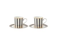 Maxwell & Williams Teas & C's Regency Demi Cup & Saucer 100ML Set of 2 Black Gift Boxed
