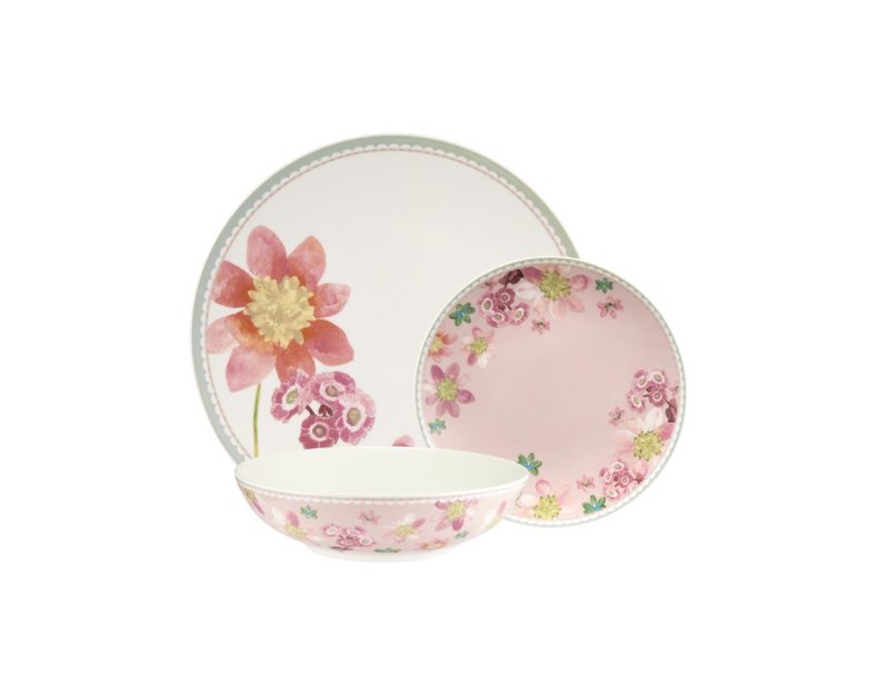 Maxwell & Williams Primula Coupe Dinner Set 12pc Pink Gift Boxed