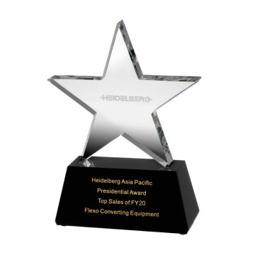 Swatkins Finely Crafted Optical Crystal Star Award on Black Base