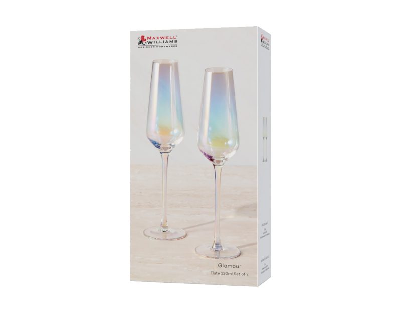 Maxwell & Williams Glamour Flute 230ML Set of 2 Iridescent Gift Boxed