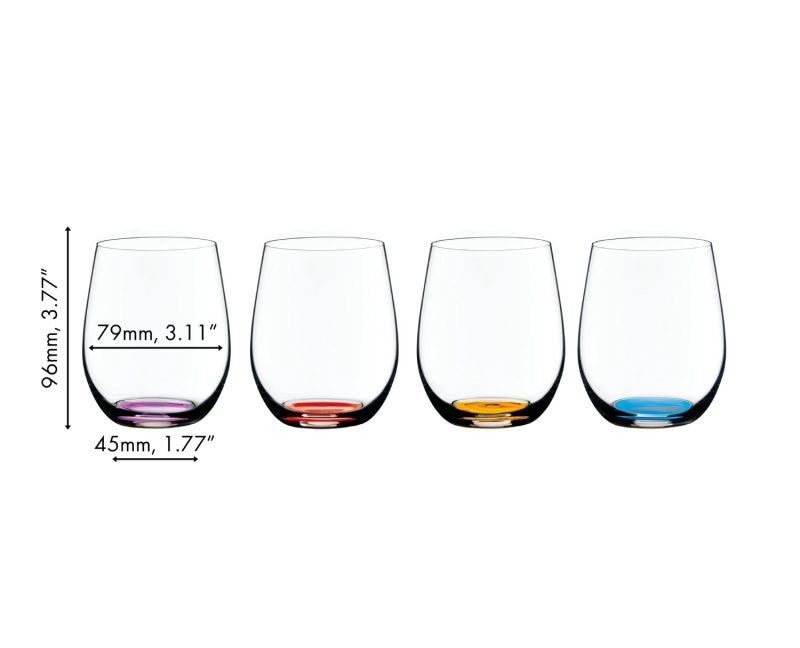 Riedel Happy O Set of 4 (Cinnabar Red, Purple, Azure Blue, Orange)