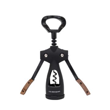 Vin Bouquet Black & Wood Wings Bottle Opener - Wings Corkscrew Black + Walnut