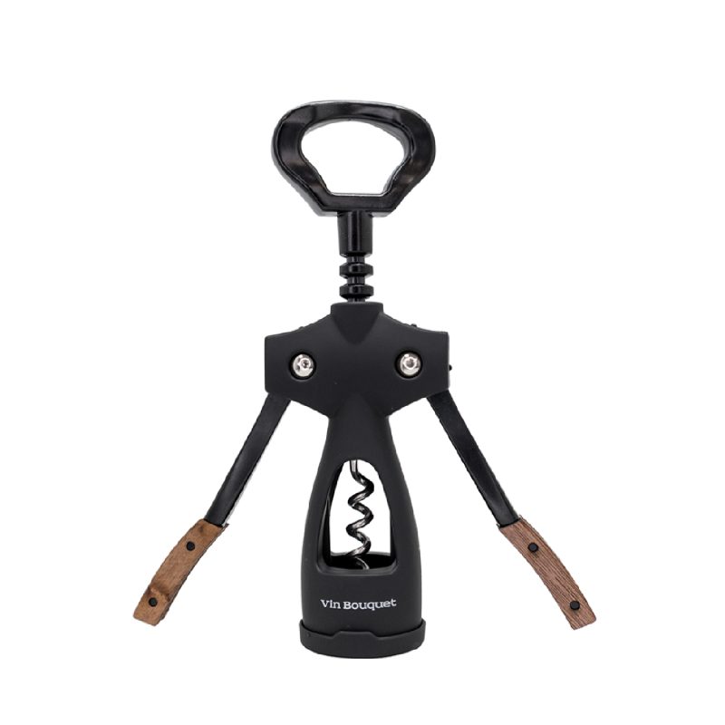 Vin Bouquet Black & Wood Wings Bottle Opener - Wings Corkscrew Black + Walnut