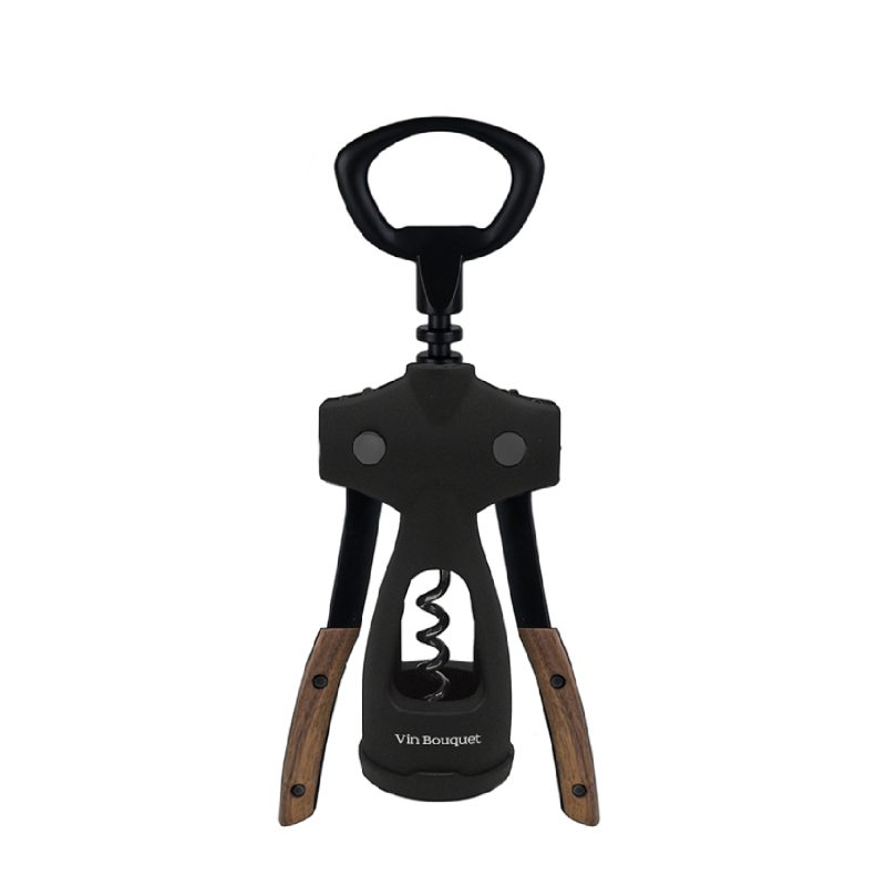 Vin Bouquet Black & Wood Wings Bottle Opener - Wings Corkscrew Black + Walnut
