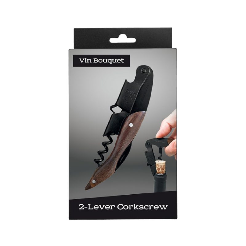 Vin Bouquet Waiters Corkscrew - 2 Lever Corkscrew Black + Walnut