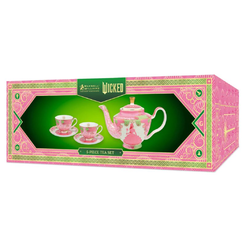 Maxwell & Williams Wicked Pink Goes Good With Green 5pc Tea Set Glinda Gift Boxed